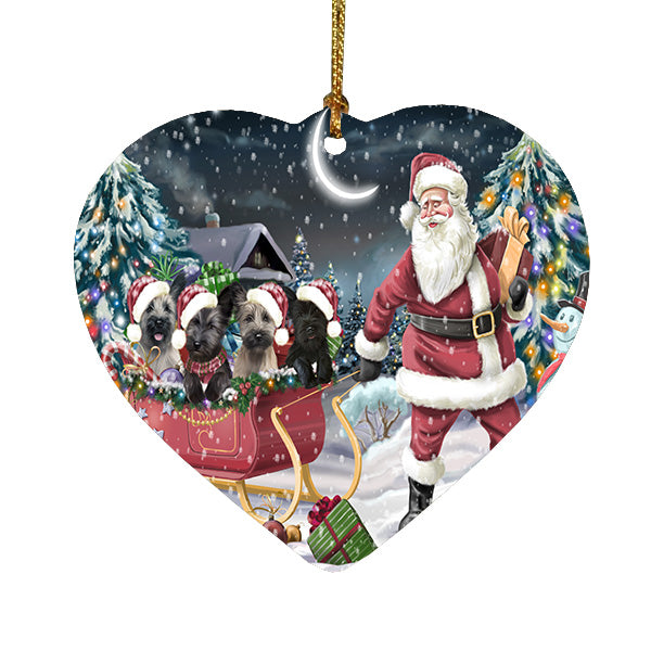 Christmas Santa Sled Skye Terrier Dogs Heart Christmas Ornament HPORA59209