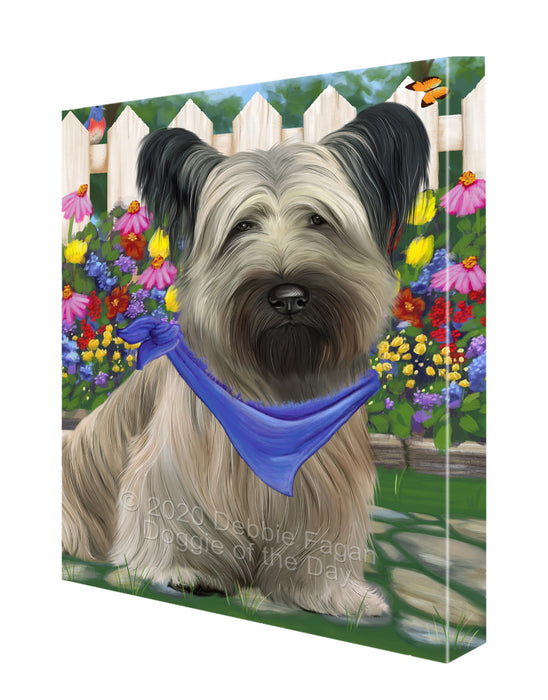Spring Floral Skye Terrier Dog Canvas Wall Art - Premium Quality Ready to Hang Room Decor Wall Art Canvas - Unique Animal Printed Digital Painting for Decoration CVS489