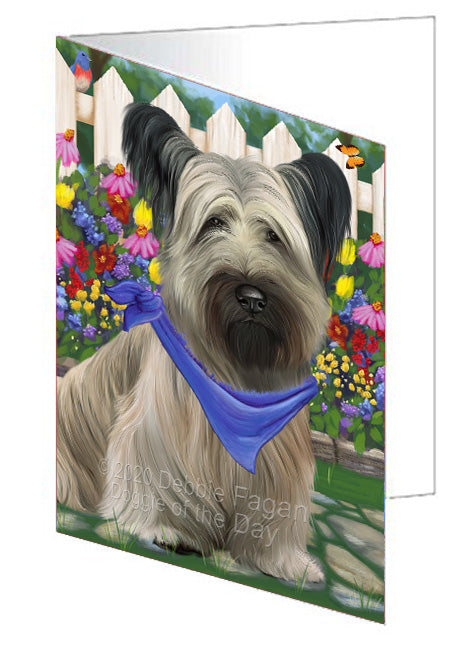 Spring Floral Skye Terrier Dog Handmade Artwork Assorted Pets Greeting Cards and Note Cards with Envelopes for All Occasions and Holiday Seasons