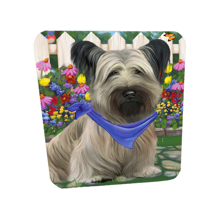Spring Floral Skye Terrier Dog Coasters Set of 4 CSTA58546