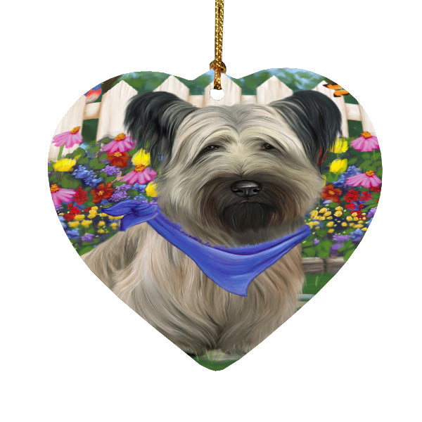 Spring Floral Skye Terrier Dog Heart Christmas Ornament HPORA59307