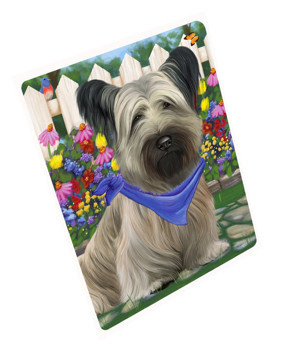 Spring Floral Skye Terrier Dog Cutting Board - For Kitchen - Scratch & Stain Resistant - Designed To Stay In Place - Easy To Clean By Hand - Perfect for Chopping Meats, Vegetables, CA83534