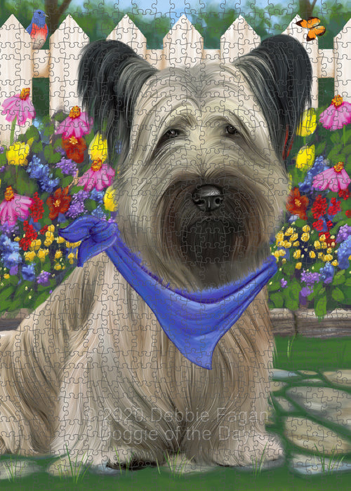 Spring Floral Skye Terrier Dog Portrait Jigsaw Puzzle for Adults Animal Interlocking Puzzle Game Unique Gift for Dog Lover's with Metal Tin Box PZL784