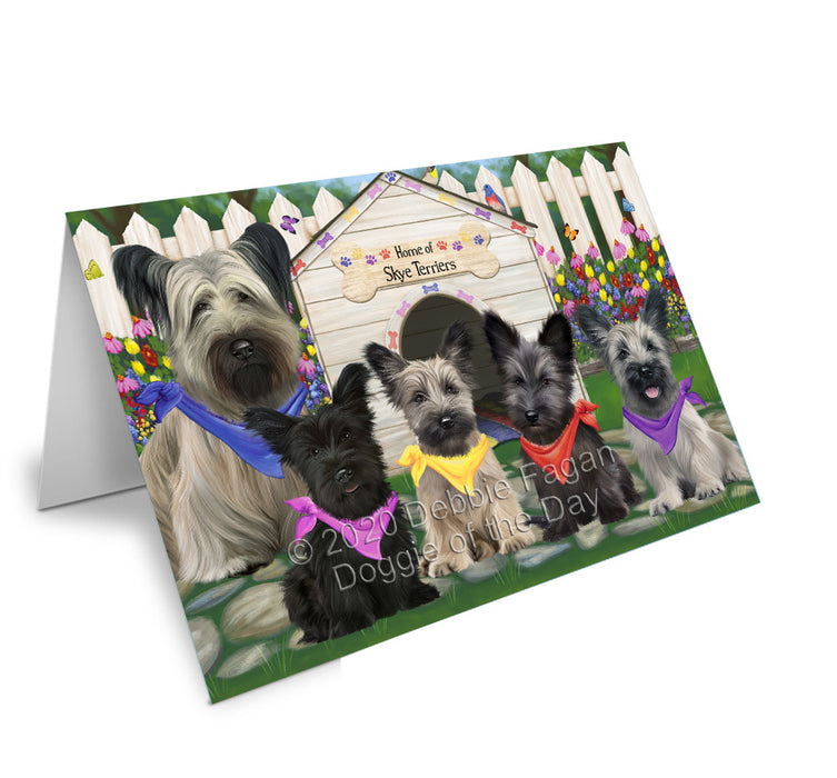 Spring Dog House Skye Terrier Dogs Handmade Artwork Assorted Pets Greeting Cards and Note Cards with Envelopes for All Occasions and Holiday Seasons