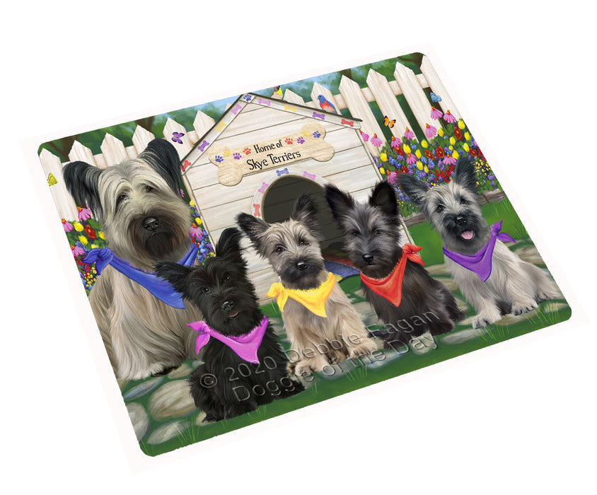Spring Dog House Skye Terrier Dogs Cutting Board - For Kitchen - Scratch & Stain Resistant - Designed To Stay In Place - Easy To Clean By Hand - Perfect for Chopping Meats, Vegetables