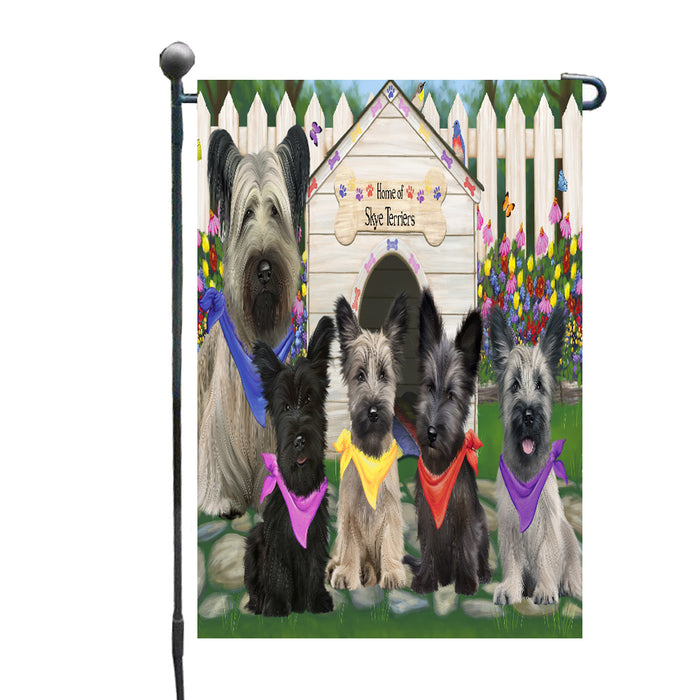 Spring Dog House Skye Terrier Dogs Garden Flags Outdoor Decor for Homes and Gardens Double Sided Garden Yard Spring Decorative Vertical Home Flags Garden Porch Lawn Flag for Decorations