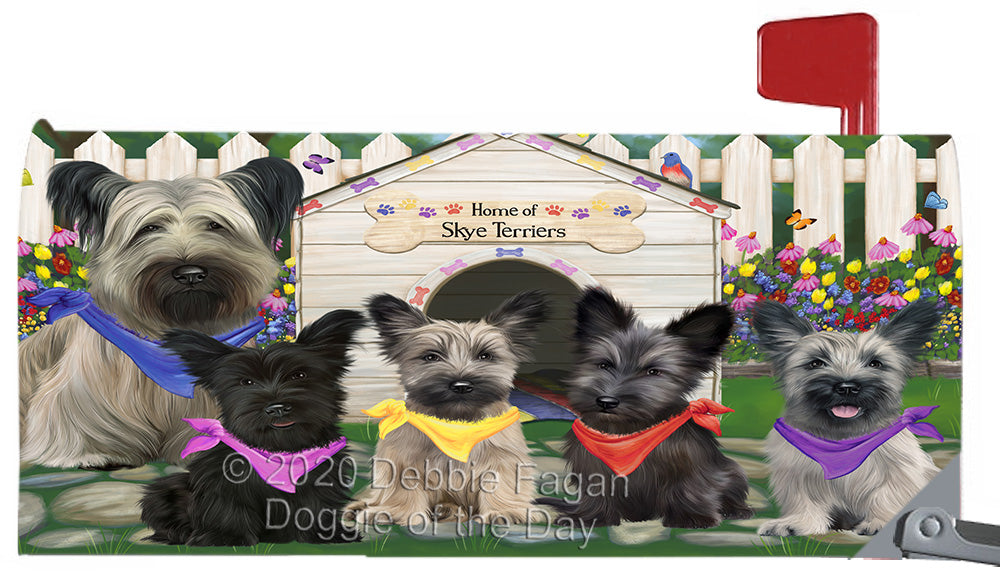 Spring Dog House Skye Terrier Dogs Magnetic Mailbox Cover Both Sides Pet Theme Printed Decorative Letter Box Wrap Case Postbox Thick Magnetic Vinyl Material