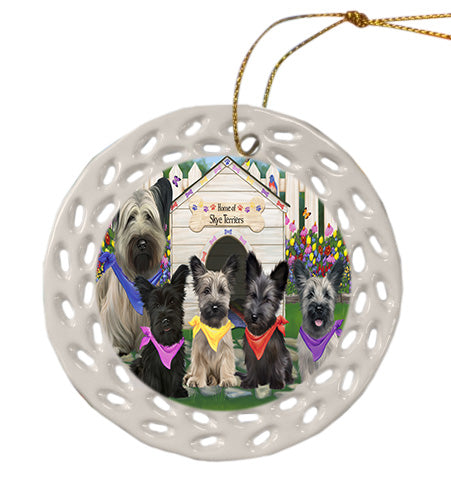 Spring Dog House Skye Terrier Dogs Doily Ornament DPOR58922