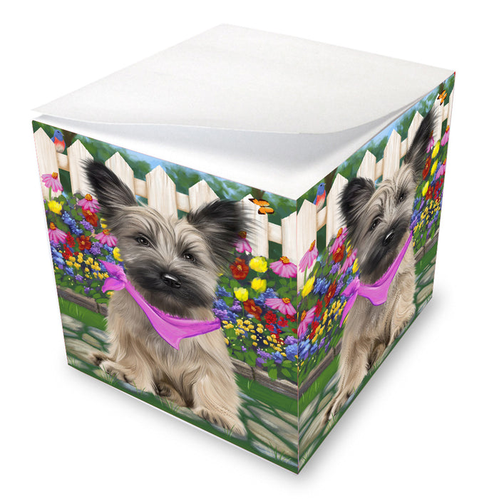 Spring Floral Skye Terrier Dog Note Cube NOC-DOTD-A57588