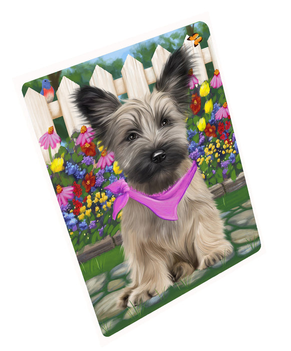 Spring Floral Skye Terrier Dog Cutting Board - For Kitchen - Scratch & Stain Resistant - Designed To Stay In Place - Easy To Clean By Hand - Perfect for Chopping Meats, Vegetables, CA83536