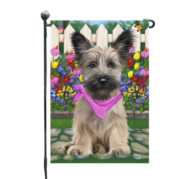 Spring Floral Skye Terrier Dog Garden Flags Outdoor Decor for Homes and Gardens Double Sided Garden Yard Spring Decorative Vertical Home Flags Garden Porch Lawn Flag for Decorations GFLG68283