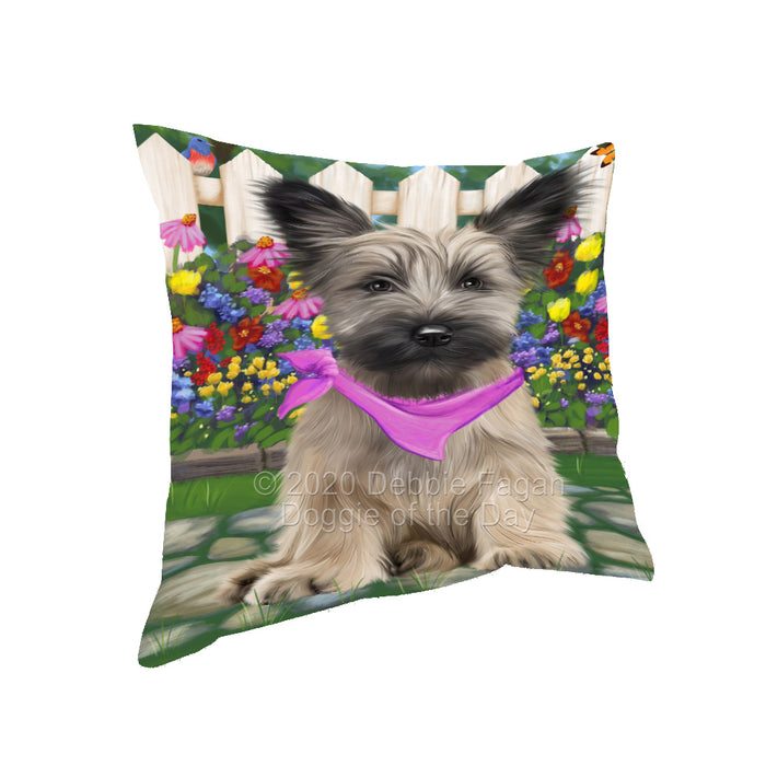 Spring Floral Skye Terrier Dog Pillow with Top Quality High-Resolution Images - Ultra Soft Pet Pillows for Sleeping - Reversible & Comfort - Ideal Gift for Dog Lover - Cushion for Sofa Couch Bed - 100% Polyester, PILA93199
