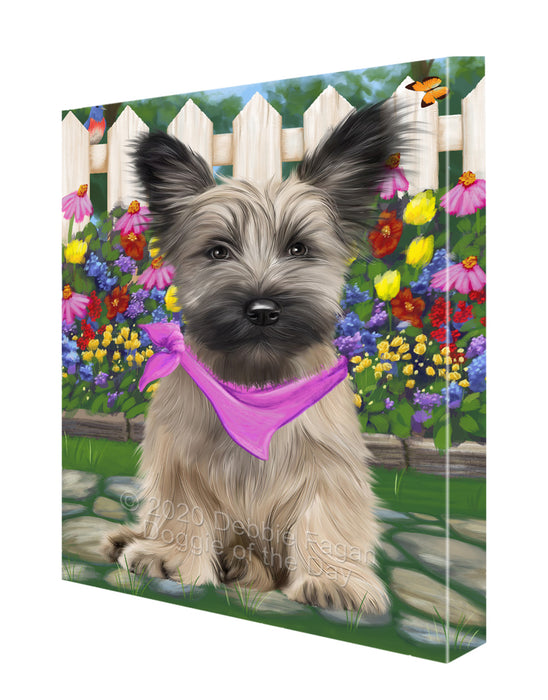 Spring Floral Skye Terrier Dog Canvas Wall Art - Premium Quality Ready to Hang Room Decor Wall Art Canvas - Unique Animal Printed Digital Painting for Decoration CVS490