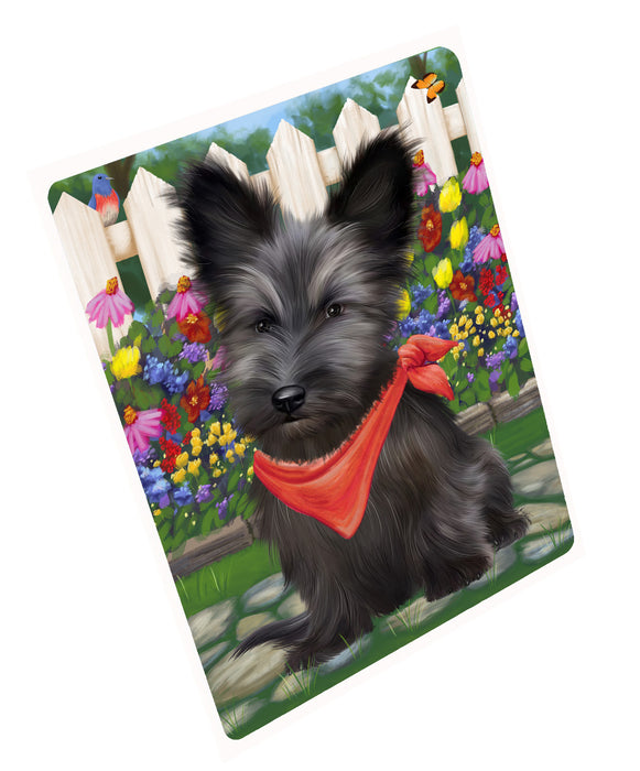 Spring Floral Skye Terrier Dog Cutting Board - For Kitchen - Scratch & Stain Resistant - Designed To Stay In Place - Easy To Clean By Hand - Perfect for Chopping Meats, Vegetables, CA83538