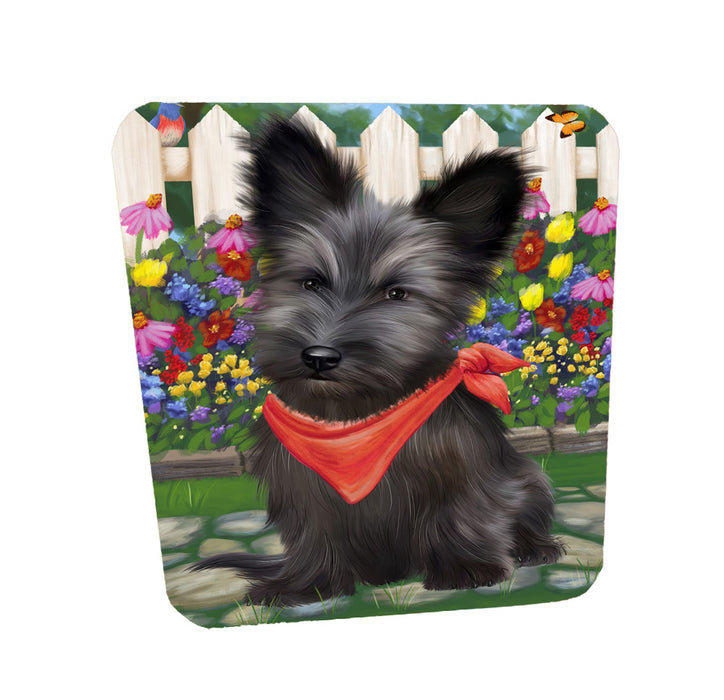 Spring Floral Skye Terrier Dog Coasters Set of 4 CSTA58548