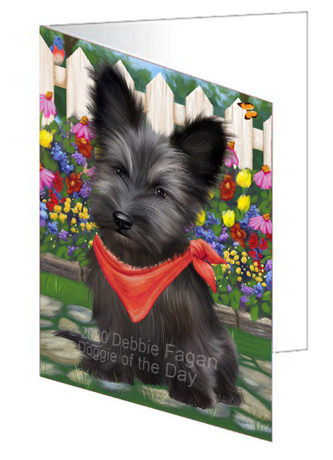 Spring Floral Skye Terrier Dog Handmade Artwork Assorted Pets Greeting Cards and Note Cards with Envelopes for All Occasions and Holiday Seasons