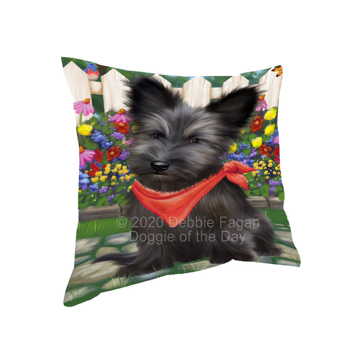 Spring Floral Skye Terrier Dog Pillow with Top Quality High-Resolution Images - Ultra Soft Pet Pillows for Sleeping - Reversible & Comfort - Ideal Gift for Dog Lover - Cushion for Sofa Couch Bed - 100% Polyester, PILA93202