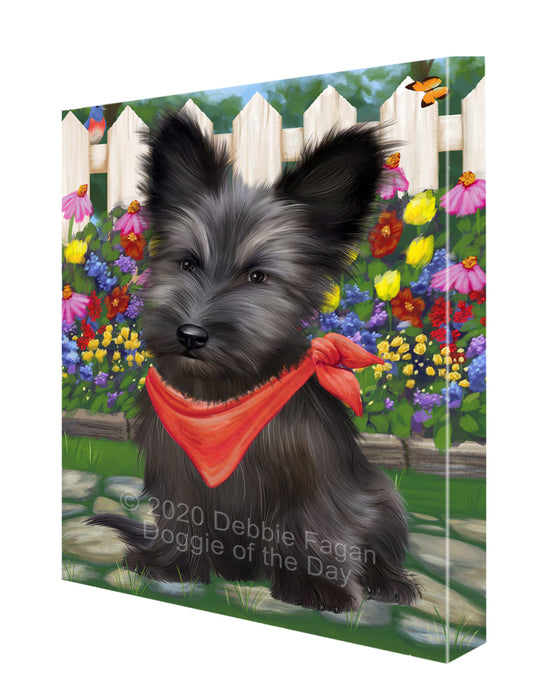 Spring Floral Skye Terrier Dog Canvas Wall Art - Premium Quality Ready to Hang Room Decor Wall Art Canvas - Unique Animal Printed Digital Painting for Decoration CVS491