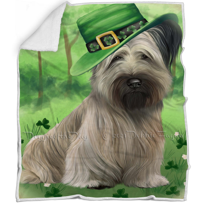St. Patricks Day Irish Portrait Skye Terrier Dog Blanket BLNKT142358