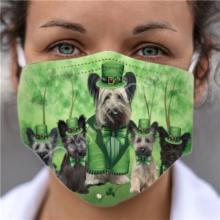St. Patricks Day Irish Skye Terrier Dogs Face Mask FM50192
