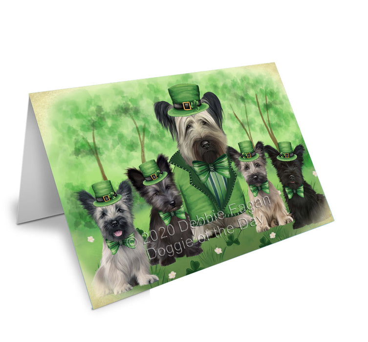 St. Patrick's Day Family Skye Terrier Dogs Handmade Artwork Assorted Pets Greeting Cards and Note Cards with Envelopes for All Occasions and Holiday Seasons