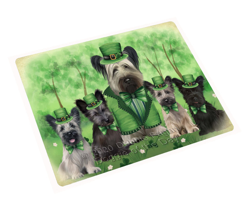 St. Patrick's Day Family Skye Terrier Dogs Cutting Board - For Kitchen - Scratch & Stain Resistant - Designed To Stay In Place - Easy To Clean By Hand - Perfect for Chopping Meats, Vegetables