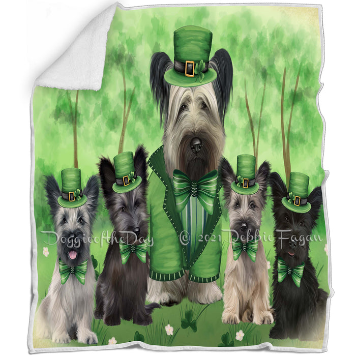 St. Patricks Day Irish Portrait Skye Terrier Dogs Blanket BLNKT142359