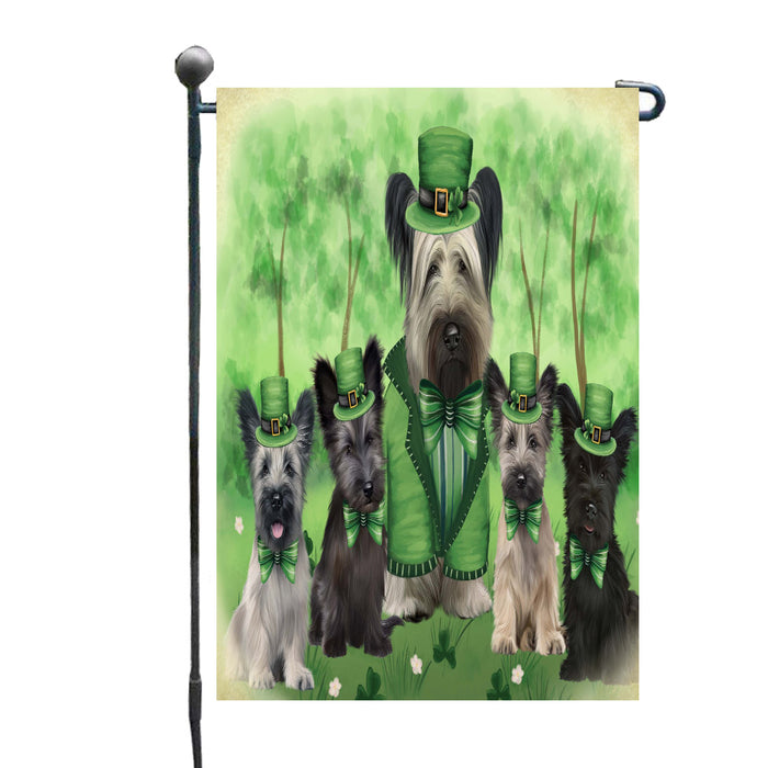 St. Patrick's Day Family Skye Terrier Dogs Garden Flags Outdoor Decor for Homes and Gardens Double Sided Garden Yard Spring Decorative Vertical Home Flags Garden Porch Lawn Flag for Decorations
