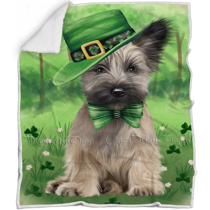 St. Patricks Day Irish Portrait Skye Terrier Dog Blanket BLNKT142361