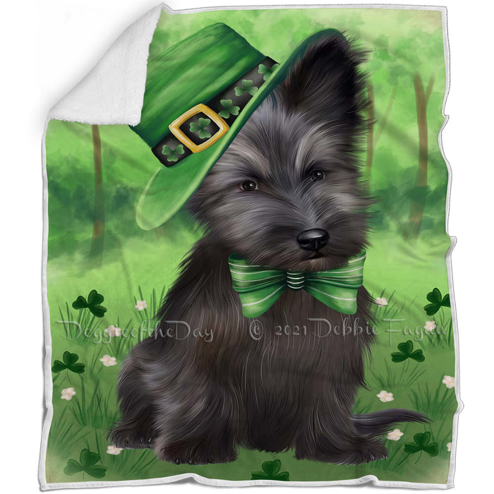 St. Patricks Day Irish Portrait Skye Terrier Dog Blanket BLNKT142360