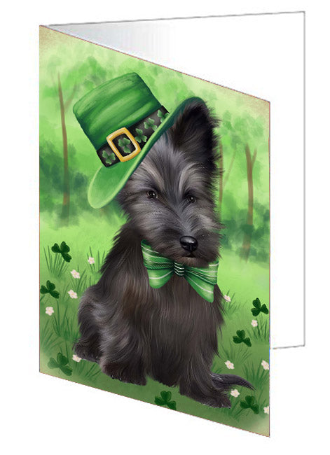 St. Patrick's Day Skye Terrier Dog Handmade Artwork Assorted Pets Greeting Cards and Note Cards with Envelopes for All Occasions and Holiday Seasons
