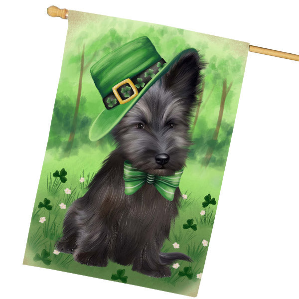 St. Patrick's Day Skye Terrier Dog House Flag Outdoor Decorative Double Sided Pet Portrait Weather Resistant Premium Quality Animal Printed Home Decorative Flags 100% Polyester FLG69734