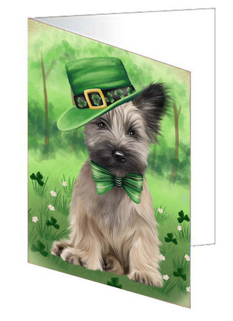 St. Patrick's Day Skye Terrier Dog Handmade Artwork Assorted Pets Greeting Cards and Note Cards with Envelopes for All Occasions and Holiday Seasons