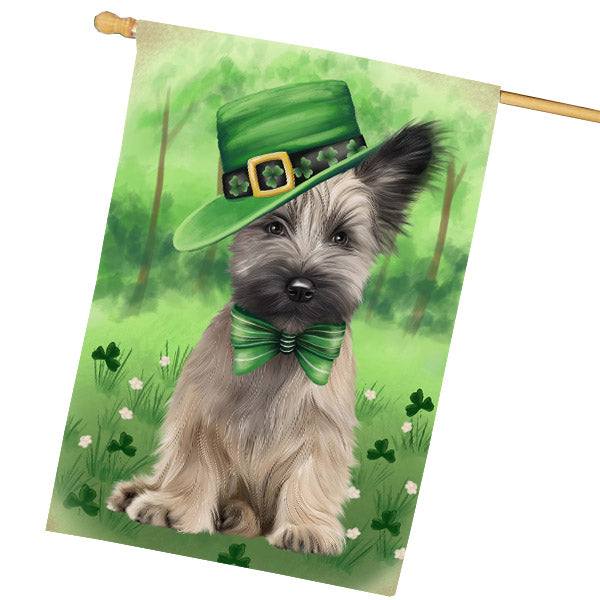 St. Patrick's Day Skye Terrier Dog House Flag Outdoor Decorative Double Sided Pet Portrait Weather Resistant Premium Quality Animal Printed Home Decorative Flags 100% Polyester FLG69735
