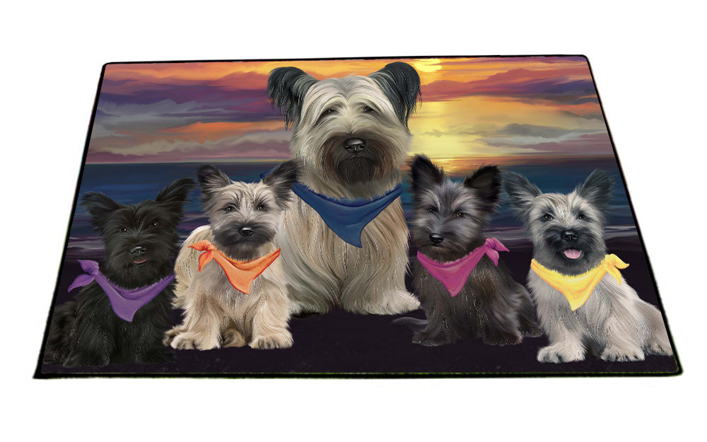 Family Sunset Portrait Springer Spaniel Dogs Floormat FLMS55870