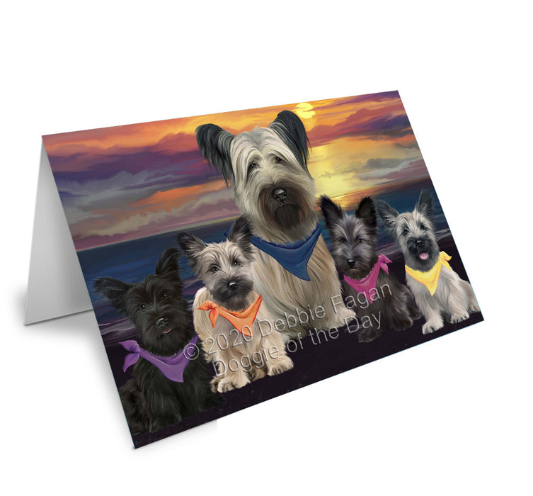 Family Sunset Portrait Skye Terrier Dogs Handmade Artwork Assorted Pets Greeting Cards and Note Cards with Envelopes for All Occasions and Holiday Seasons