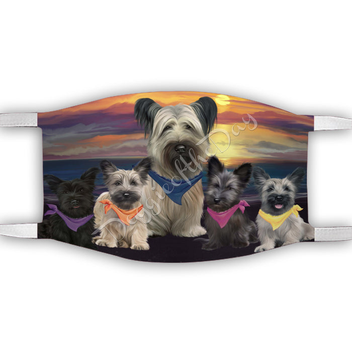 Family Sunset Skye Terrier Dogs Face Mask FM49240