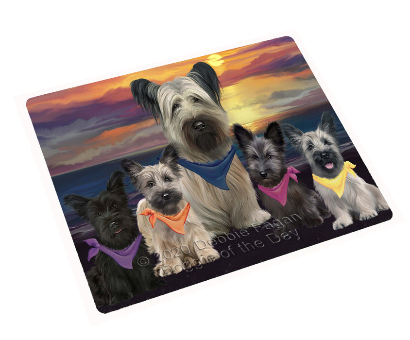Family Sunset Portrait Skye Terrier Dogs Cutting Board - For Kitchen - Scratch & Stain Resistant - Designed To Stay In Place - Easy To Clean By Hand - Perfect for Chopping Meats, Vegetables
