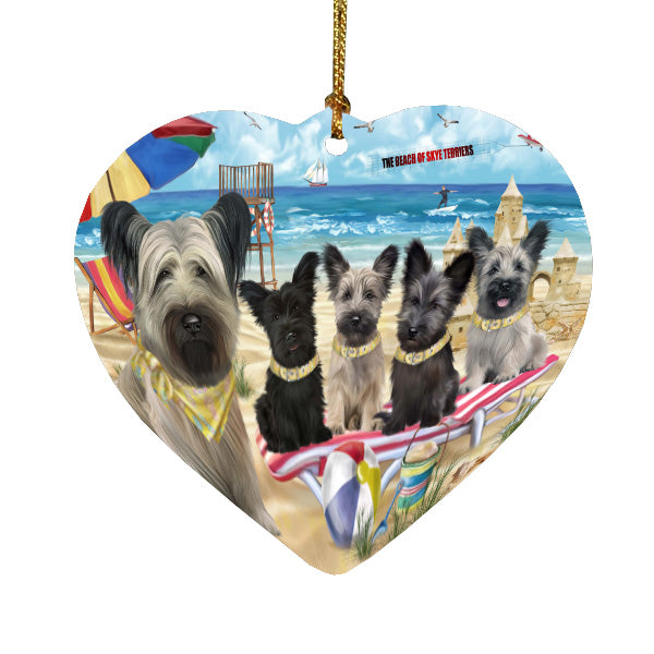 Pet Friendly Beach Skye Terrier Dogs Heart Christmas Ornament HPORA58868