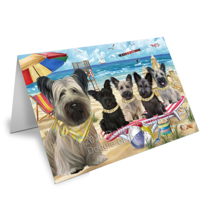 Pet Friendly Beach Skye Terrier Dogs Handmade Artwork Assorted Pets Greeting Cards and Note Cards with Envelopes for All Occasions and Holiday Seasons