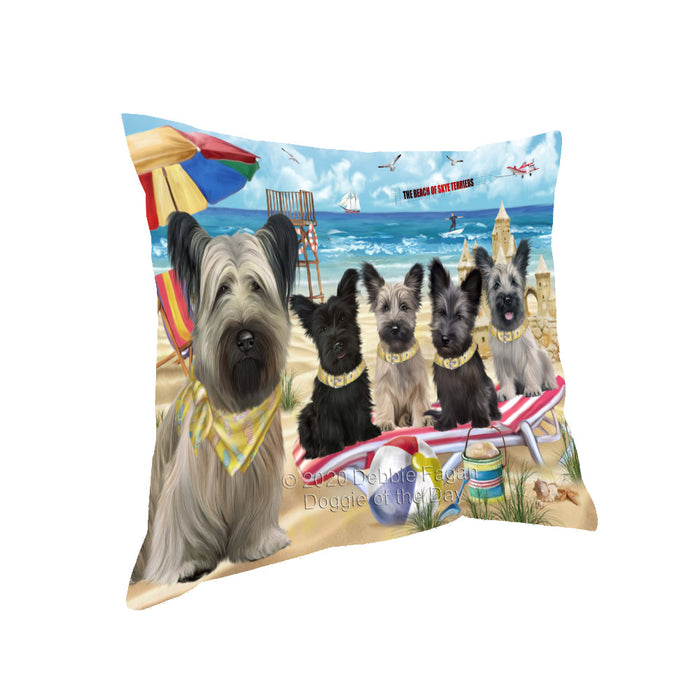 Pet Friendly Beach Skye Terrier Dogs Pillow with Top Quality High-Resolution Images - Ultra Soft Pet Pillows for Sleeping - Reversible & Comfort - Ideal Gift for Dog Lover - Cushion for Sofa Couch Bed - 100% Polyester