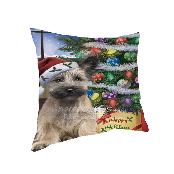 Christmas Tree and Presents Skye Terrier Dog Pillow with Top Quality High-Resolution Images - Ultra Soft Pet Pillows for Sleeping - Reversible & Comfort - Ideal Gift for Dog Lover - Cushion for Sofa Couch Bed - 100% Polyester, PILA92404