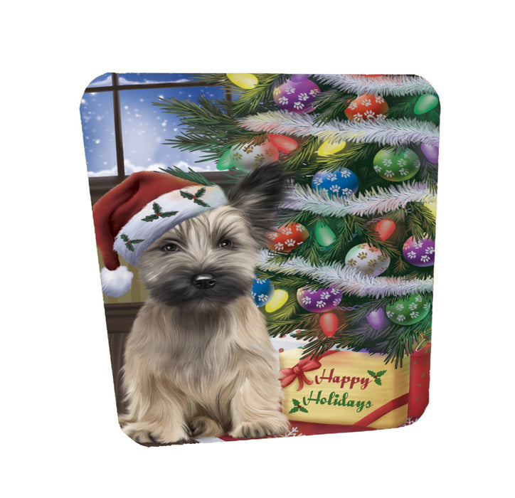 Christmas Tree and Presents Skye Terrier Dog Coasters Set of 4 CSTA58323