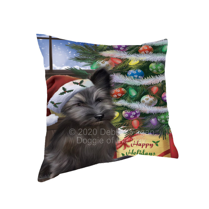 Christmas Tree and Presents Skye Terrier Dog Pillow with Top Quality High-Resolution Images - Ultra Soft Pet Pillows for Sleeping - Reversible & Comfort - Ideal Gift for Dog Lover - Cushion for Sofa Couch Bed - 100% Polyester, PILA92407