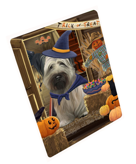 Enter at Your Own Risk Halloween Trick or Treat Skye Terrier Dogs Cutting Board - For Kitchen - Scratch & Stain Resistant - Designed To Stay In Place - Easy To Clean By Hand - Perfect for Chopping Meats, Vegetables, CA82796