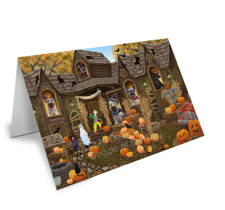 Haunted House Halloween Trick or Treat Skye Terrier Dogs Handmade Artwork Assorted Pets Greeting Cards and Note Cards with Envelopes for All Occasions and Holiday Seasons