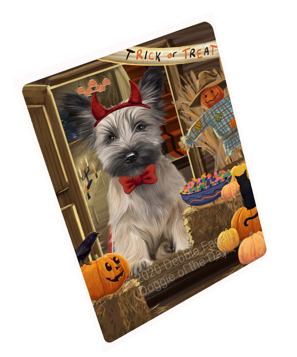 Enter at Your Own Risk Halloween Trick or Treat Skye Terrier Dogs Cutting Board - For Kitchen - Scratch & Stain Resistant - Designed To Stay In Place - Easy To Clean By Hand - Perfect for Chopping Meats, Vegetables, CA82798