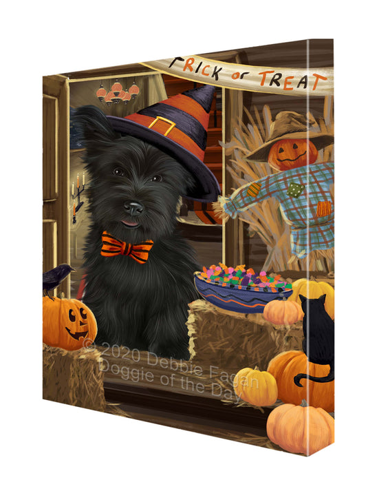 Enter at Your Own Risk Halloween Trick or Treat Skye Terrier Dogs Canvas Wall Art - Premium Quality Ready to Hang Room Decor Wall Art Canvas - Unique Animal Printed Digital Painting for Decoration CVS250