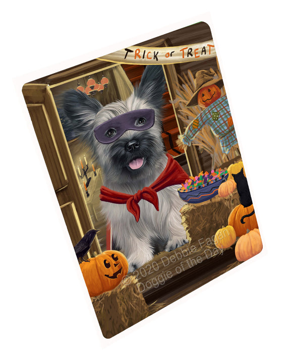 Enter at Your Own Risk Halloween Trick or Treat Skye Terrier Dogs Cutting Board - For Kitchen - Scratch & Stain Resistant - Designed To Stay In Place - Easy To Clean By Hand - Perfect for Chopping Meats, Vegetables, CA82804