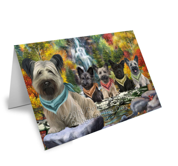 Scenic Waterfall Skye Terrier Dogs Handmade Artwork Assorted Pets Greeting Cards and Note Cards with Envelopes for All Occasions and Holiday Seasons